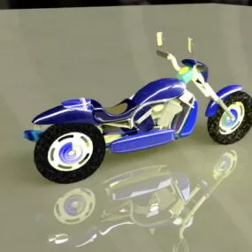 Blue Motorcycle Lowpoly 3d model