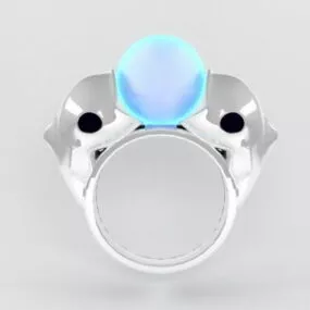 Blue Pearl Silver Ring 3d model