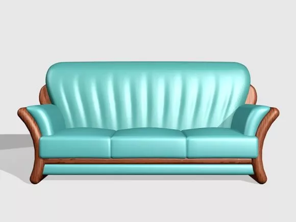Dark Green Leather Loveseat Sofa 3d model