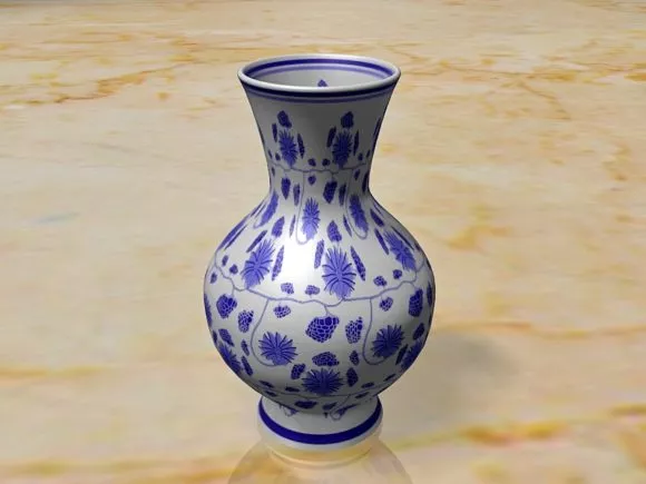 White Pottery Vase With Dry Plant 3d model