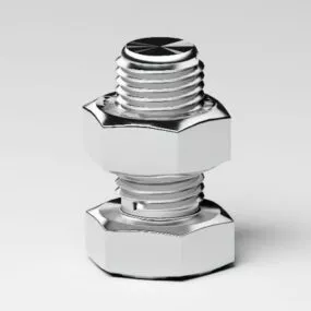 Steel Bolt With Nut 3d model