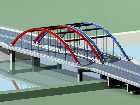 Dual Bridge Curved Structure 3d model Dual Bridge Curved Structure 3d model
