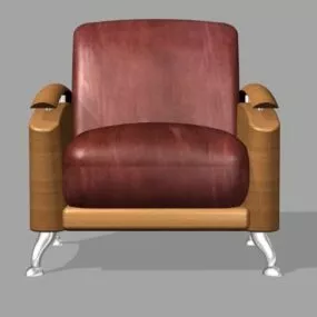 Brown Leather Accent Armchair 3d model