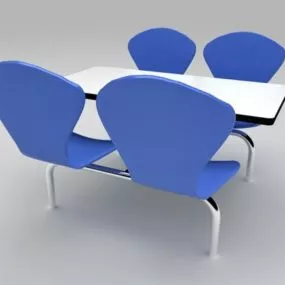 Canteen Dining Table Chair Furniture 3d model
