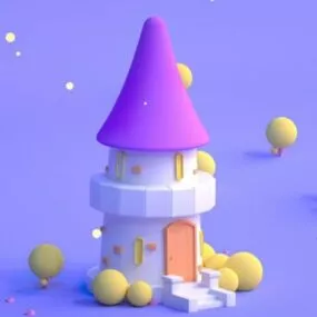 Beautiful Cartoon Lighthouse 3d model