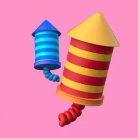 Colorful Cartoon Rocket 3d model