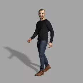 Casual Man Walking Forward Character 3d model