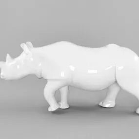Ceramic Rhino Figurine 3d model