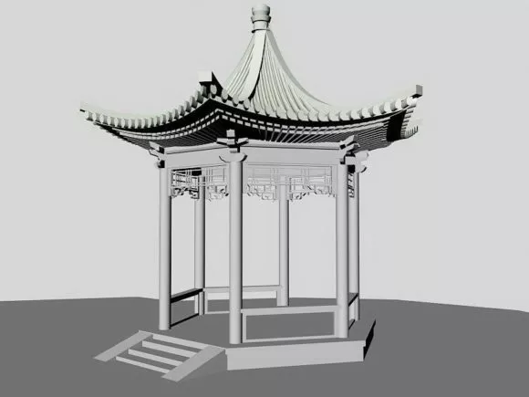 Hexagonal Pavilion Chinese Style 3d model Hexagonal Pavilion Chinese Style 3d model