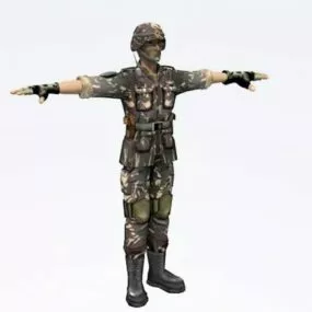 Chinese Soldier In Uniform 3d model
