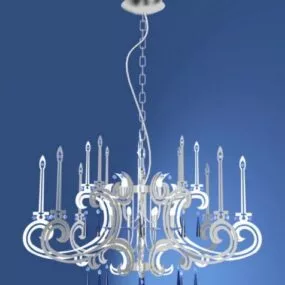 Chrome Crystal Flower Chandelier 3d model