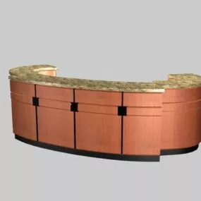 Retro Style Reception Desk Wooden 3d model
