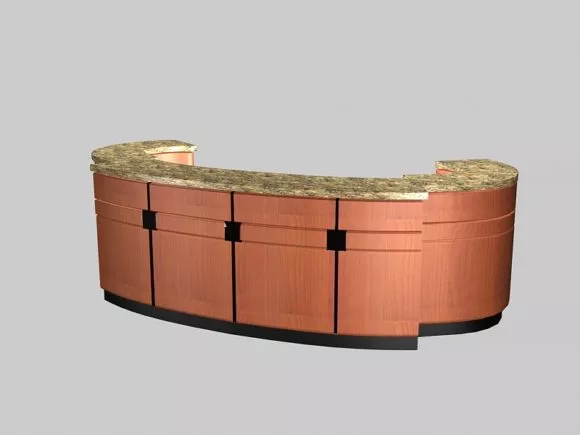 Curved Reception Desk Wood Material 3d model