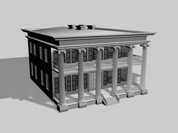 Modern Architecture Building House On Hill 3d model