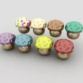 Colorful Cartoon Mushroom 3d model