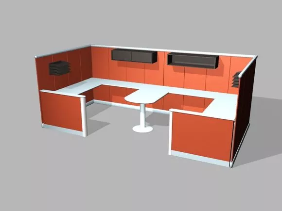 Office Workspace Cubicle With Storage Cabinet 3d model