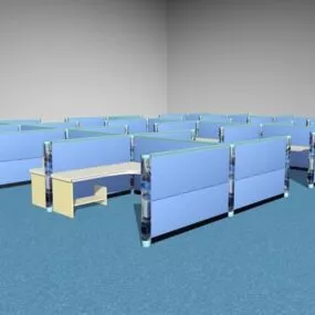 Corporate Office Cubicle Module Workstation 3d model