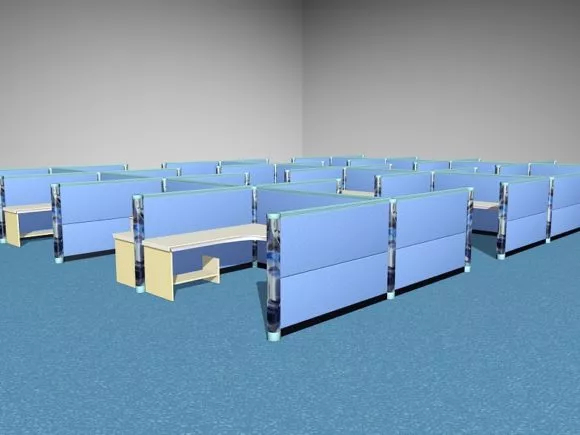Office Workspace Cubicle With Storage Cabinet 3d model