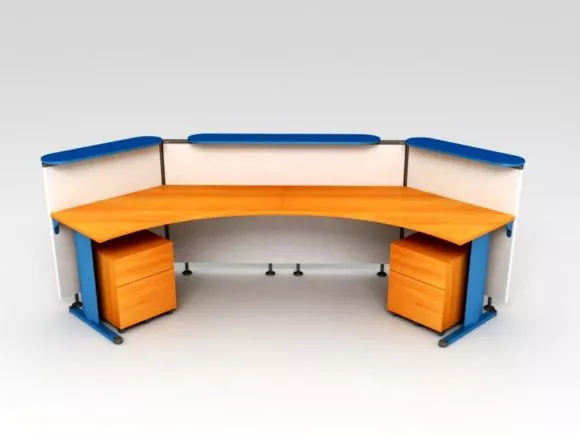 Curved Desk Reception 3d model