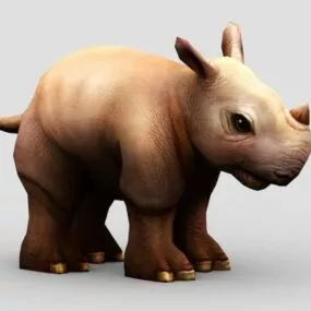 Cartoon Baby Rhino 3d model