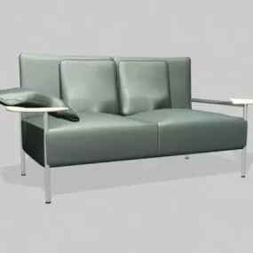 Dark Green Leather Loveseat Sofa 3d model