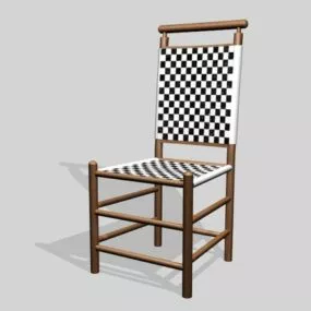 Dark Wood Dining Chair Country Style 3d model