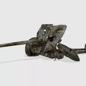 Damaged Anti Tank Gun 3d model