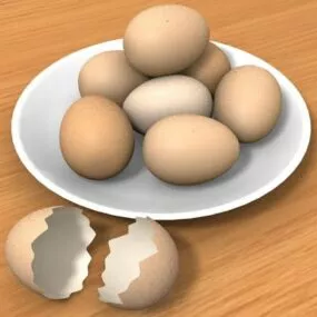 Eggs On Plate 3d model