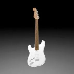 Electric Bass Guitar White 3d model
