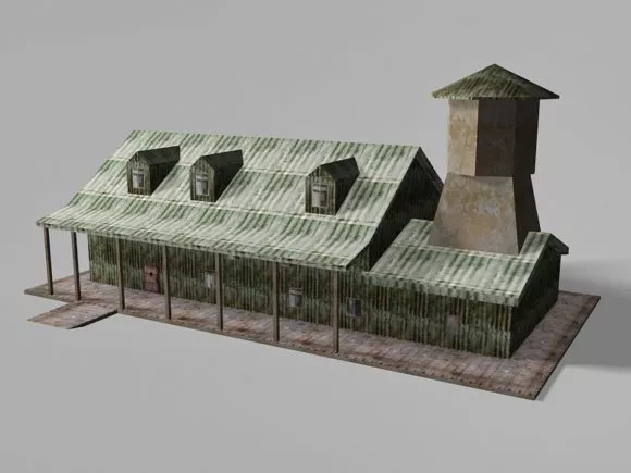 Modern Architecture Building House On Hill 3d model