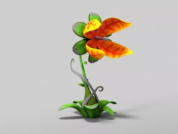 Potted Plant With Grass 3d model