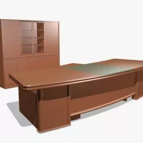 Executive Office Desk And Cabinet 3d model