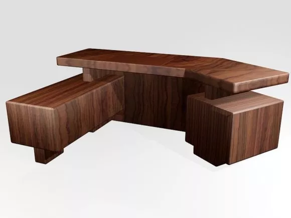 Executive Office Desk Brown Mdf 3d model Executive Office Desk Brown Mdf 3d model