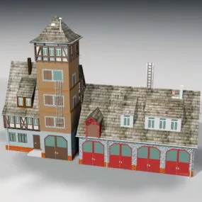 Fire Station Building 3d model