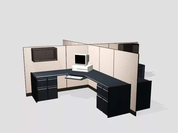 Cubicle Desk Set Four Person Workspace 3d model Cubicle Desk Set Four Person Workspace 3d model