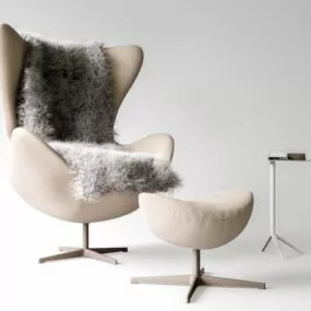 Fritz Hansen Egg Chair With Ottoman 3d model