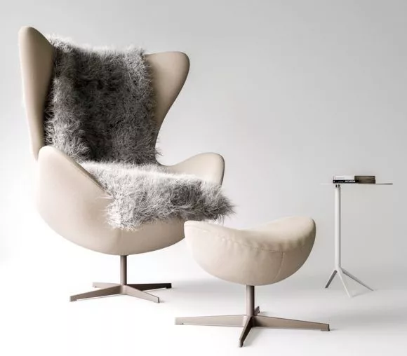 Fritz Hansen Egg Chair With Ottoman 3d model Fritz Hansen Egg Chair With Ottoman 3d model