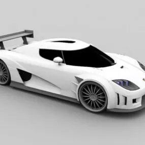 White Gt Sport Car 3d model