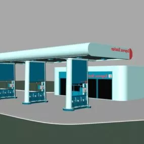 Gas Station Old Building 3d model