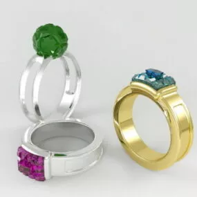Gemstone Ring Set 3d model
