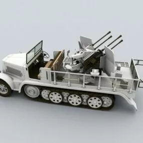 German Sdkfz Anti Aircraft Gun 3d model