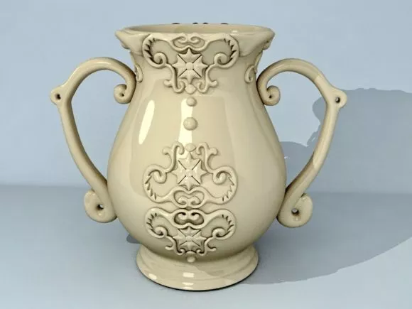 Glass Vase With Rose Flower 3d model