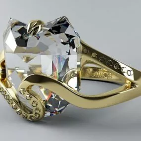 Gold Diamond Ring with Diamond 3d model