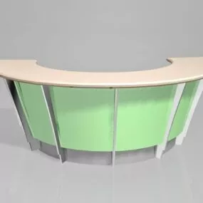 Curved Reception Desk Wood Top 3d model