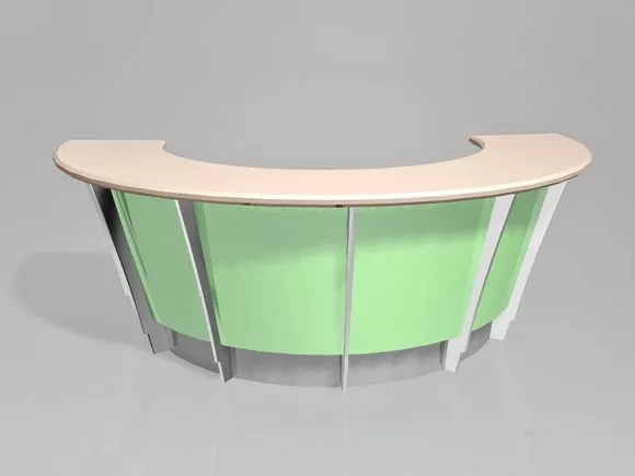 Curved Work Desk 3d model