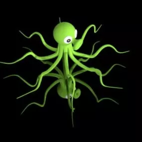 Green Octopus Character 3d model