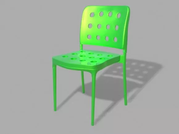 Classic Brown Wood Chair Table Set 3d model