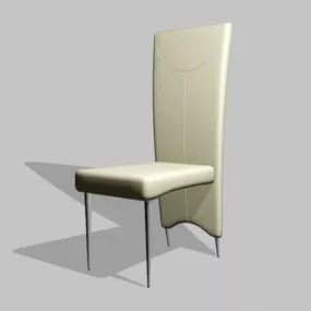 High Back Dining Chair Upholstered Leather 3d model