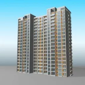 Highrise Apartment Building Block 3d model