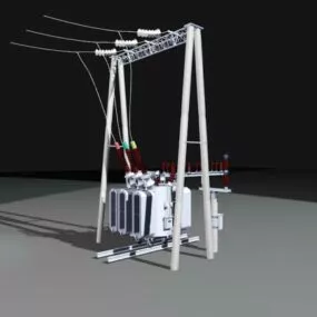 High Voltage Transformer Station 3d model